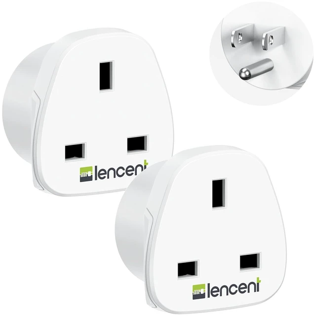 Main image of UK to US America Plug Adapter, 2 Pack Grounded USA Visitors Travel | Converter All Type G Plugs from United Kingdom UK Singapore Malaysia UAE Ireland Malta Hongkong and etc. (Type B)