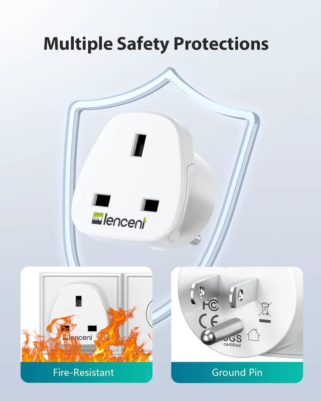 Alt view image 5 of 7 - UK to US America Plug Adapter, 2 Pack Grounded USA Visitors Travel | Converter All Type G Plugs from United Kingdom UK Singapore Malaysia UAE Ireland Malta Hongkong and etc. (Type B)