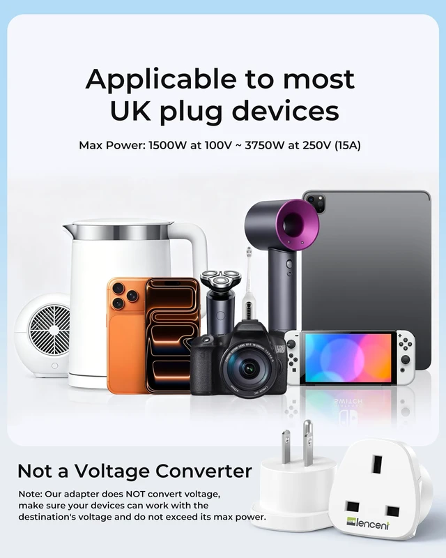 Alt view image 3 of 7 - UK to US America Plug Adapter, 2 Pack Grounded USA Visitors Travel | Converter All Type G Plugs from United Kingdom UK Singapore Malaysia UAE Ireland Malta Hongkong and etc. (Type B)