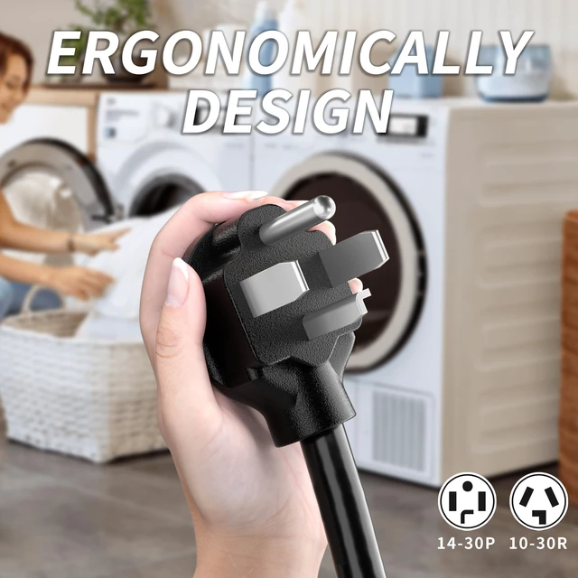 Alt view image 7 of 7 - 1.5FT 3 Prong to 4 Prong Dryer Adapter, NEMA 14-30P to 10-30R | Old Clothes Dryer to New House Receptacle, Dryer Plug Adapter 3 to 4 Prong Outlet, STW 10 AWG, ETL Listed, 30AMP 125V/250V