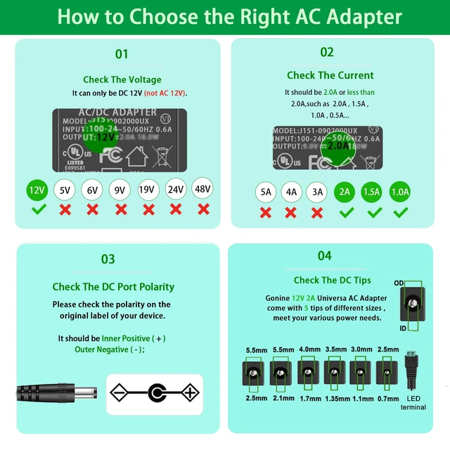 Alt view image 3 of 7 - 12V 2A Power Supply Adapter with ON/Off Switch, AC 100-240V 50-60Hz, fits 12Vdc 2000ma 2.0a 1500ma 1.5a 1200ma 1.2a 1000ma 1.0a 500ma 0.5a LED Strip Light Hard Drive CCTV Camera Keyboard.