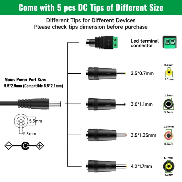 Alt view image 4 of 7 - 12V 2A Power Supply Adapter with ON/Off Switch, AC 100-240V 50-60Hz, fits 12Vdc 2000ma 2.0a 1500ma 1.5a 1200ma 1.2a 1000ma 1.0a 500ma 0.5a LED Strip Light Hard Drive CCTV Camera Keyboard.