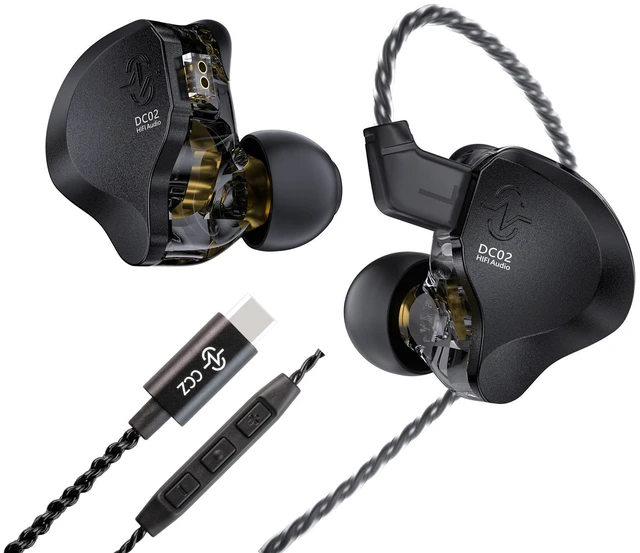 Main image of CCZ DC02 USB C Earbuds Wired with Microphone, Dual Magnetic Circuit DD IEM Earbuds,in Ear Type C Headphones with mic, Powerful Bass, Lightweight, Type-C Wired Earphones with Tangle-Free Flat Cable