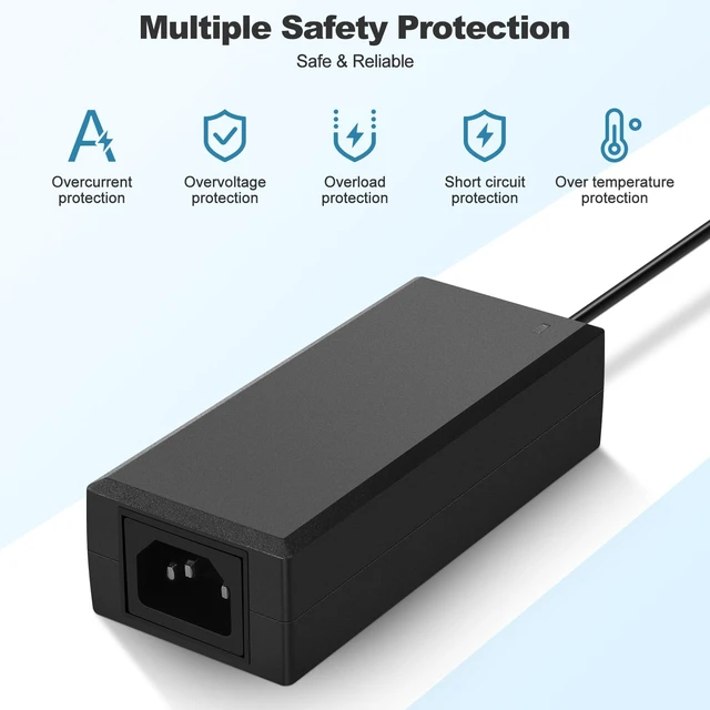 Alt view image 3 of 7 - 12V 5A Power Supply 60W Universal Regulated AC/DC Adapter Driver | AC 100-240V to 12 Volt 5A DC Converter Transformer Switching Power Supply, 5.5x2.1mm Plug for LED Strip CCTV Router Monitor