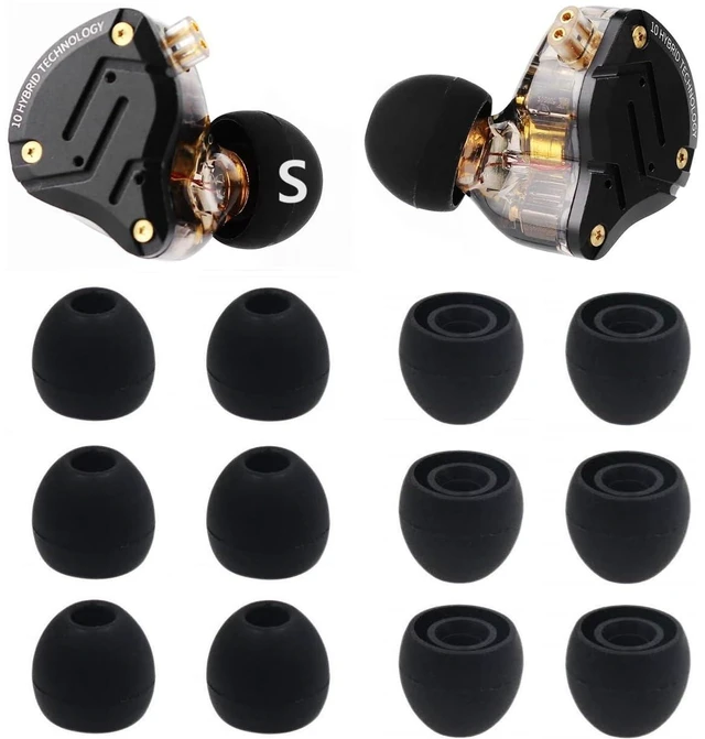 Main image of Replacement Earbuds Tips Silicone Ear Tips for KZ ZS10 Pro, Earphones Eartips Small Size 6 Pairs,Black 4233S