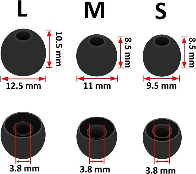 Alt view image 2 of 4 - Replacement Earbuds Tips Silicone Ear Tips for KZ ZS10 Pro, Earphones Eartips Small Size 6 Pairs,Black 4233S