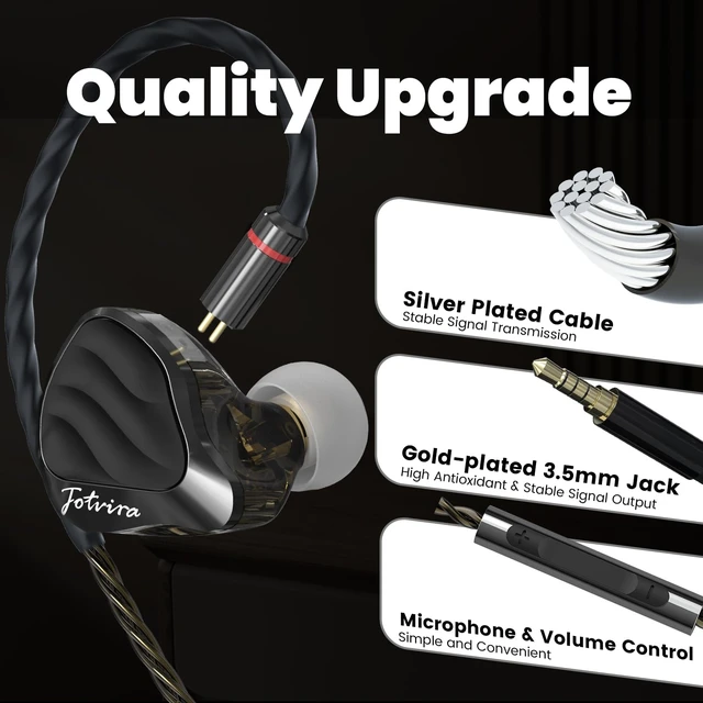 Alt view image 2 of 7 - HiFi Wired in-Ear Monitors with Microphone,3.5mm,10mm Driver | Noise Isolating, Detachable Gray-Plated Cable,Zinc Alloy Faceplate,for Music Lovers/Gaming