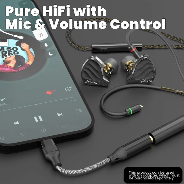 Alt view image 4 of 7 - HiFi Wired in-Ear Monitors with Microphone,3.5mm,10mm Driver | Noise Isolating, Detachable Gray-Plated Cable,Zinc Alloy Faceplate,for Music Lovers/Gaming