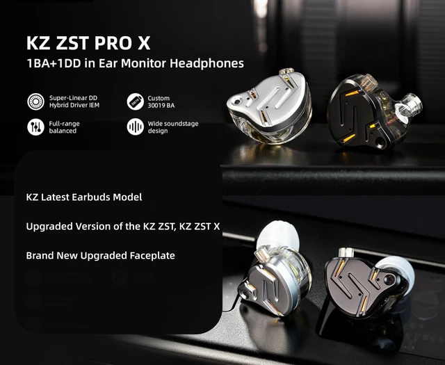 Alt view image 2 of 7 - 2026 Latest KZ ZST PRO X in Ear Monitor Headphones, 1BA 1DD Hybrid Driver Wired Gaming Earbuds, Deep Bass Sound Ear buds, HiFi IEM for Gaming Music Video Singer Musician Drummer (with mic, Black Gold)