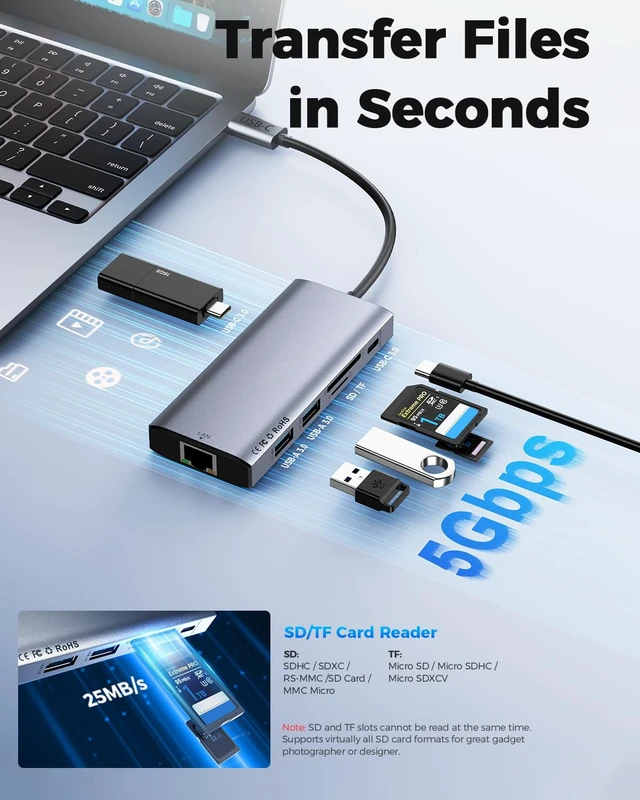 Alt view image 6 of 7 - USB C Laptop Docking Station Dual HDMI Monitor 10in1 Dongle Type-C Hub Dock | 2*4K@60Hz,100W PD,Gigabit Ethernet,Card Reader,USB3.0,Multi-port Adapter for Macbook Neo Pro IPad,Dell,HP,Surface,Laptop