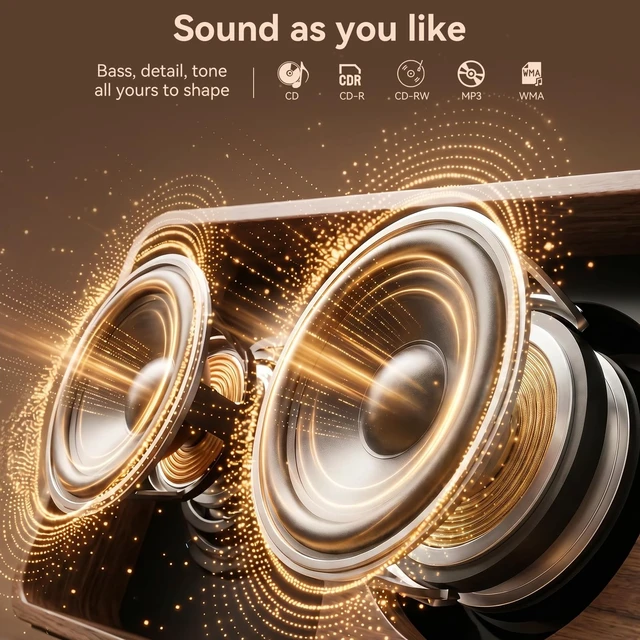Alt view image 2 of 7 - CD Player Portable Bluetooth: CD Players for Home with Speakers 3600mAh Rechargeable & Radio & Remote Control Vintage CD-Player Support USB/AUX Playback Headphone Jack