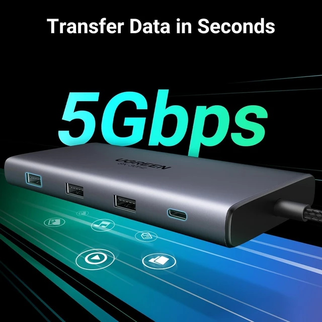 Alt view image 6 of 7 - USB C Docking Station Dual Monitor, 10-in-1 Laptop Dock with 2 HDMI | Dual 4K@60Hz, 5Gbps USB C&A Ports, 100W PD, 1G Ethernet, SD/TF 3.0, Revodok Pro Aluminum USB-C Dock for Dell/HP/Lenovo