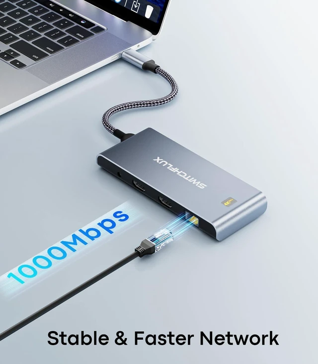 Alt view image 5 of 7 - USB C Docking Station Dual Monitor, 10-in-1 USBC Hub with 2 HDMI | Laptop USB C Dock 4K@30Hz Display,100W PD,5Gbps USB A&C,1Gbps Ethernet Compatible for USB C Laptops, Dell, HP, and More