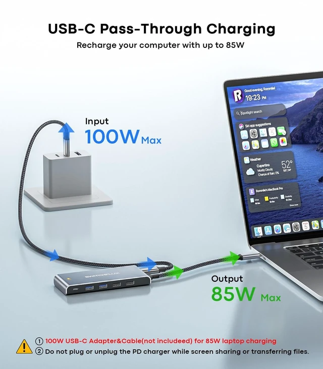 Alt view image 6 of 7 - USB C Docking Station Dual Monitor, 10-in-1 USBC Hub with 2 HDMI | Laptop USB C Dock 4K@30Hz Display,100W PD,5Gbps USB A&C,1Gbps Ethernet Compatible for USB C Laptops, Dell, HP, and More