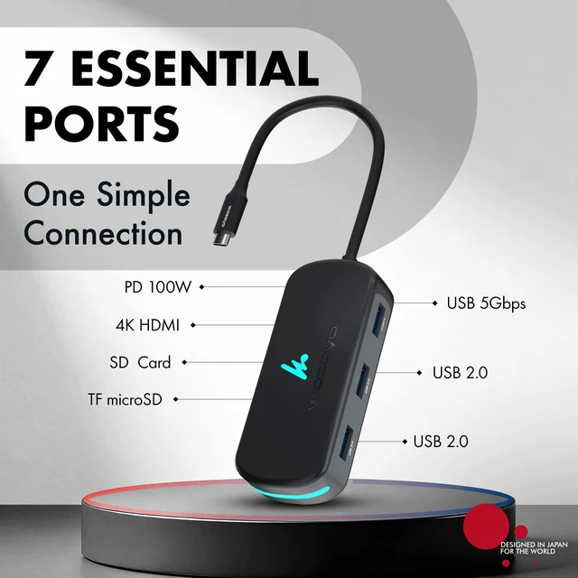 Alt view image 2 of 7 - Type C 7 in 1 Docking Station with USB 5Gbps (3.2 Gen 1), 2XUSB 2.0, 4K@60Hz HDMI, SD & TF Card Reader, PD 100W, USB-C Hub, Compatible with Thunderbolt 4, macOS, Windows, Android & iOS