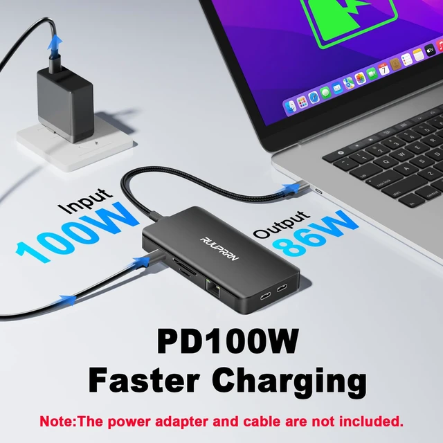 Alt view image 5 of 7 - USB C Docking Station 3 Monitors, 9 in 1 USBC Dock with 2 HDMI, DisplayPort | Laptop Docking Station with 4K@60Hz HDMI+DP, 5Gbps USB C 3.0, 1 Gbps Ethernet, SD/TF, 100W PD