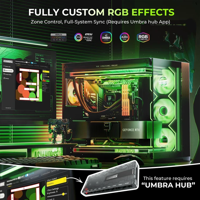 Alt view image 4 of 7 - Asiahorse Matrix Pro 360mm Integrated ARGB Case Fan, 3-Zone Controlled 3D Curved Infinite Mirror Light, Low Resistance 2-Support Frame Hydraulic PWM Fan for 360mm PC Liquid Cooling & Gaming Chassis