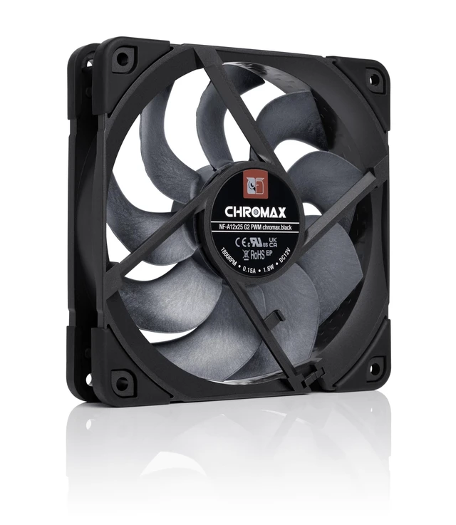 Alt view image 2 of 7 - NF-A12x25 G2 PWM chromax.Black, High-Performance Quiet Fan 120mm | High Airflow & Static Pressure, Low-Noise 25mm Thick Fan for Coolers/Radiators/Cases, Rich Accessory Kit, 1800rpm 4-Pin PWM