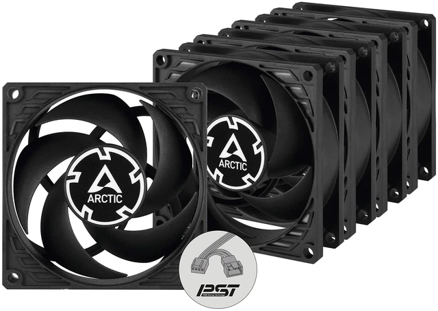 Main image of P8 PWM PST (5 Pack) - PC Fans, 80mm Case Fan with PWM Sharing Technology (PST), Pressure-optimised, Quiet Motor, Computer, Fan Speed: 2003000 RPM - Black