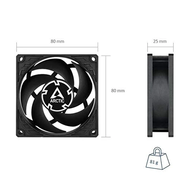 Alt view image 7 of 7 - P8 PWM PST (5 Pack) - PC Fans, 80mm Case Fan with PWM Sharing Technology (PST), Pressure-optimised, Quiet Motor, Computer, Fan Speed: 2003000 RPM - Black