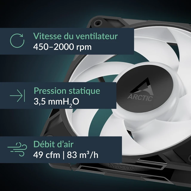 Alt view image 2 of 7 - P12 Pro A-RGB LN - 3 Pack - Low-Noise Premium Fan, 120 mm PWM Fan with Y-Cable Splitter, 450-2000 RPM, 0 RPM <5% PWM, 5V Digital RGB, Fluid Dynamic Bearing, 4-Pin - Black