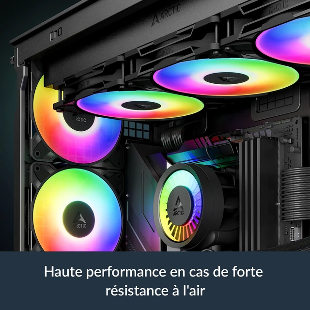 Alt view image 3 of 7 - P12 Pro A-RGB LN - 3 Pack - Low-Noise Premium Fan, 120 mm PWM Fan with Y-Cable Splitter, 450-2000 RPM, 0 RPM <5% PWM, 5V Digital RGB, Fluid Dynamic Bearing, 4-Pin - Black