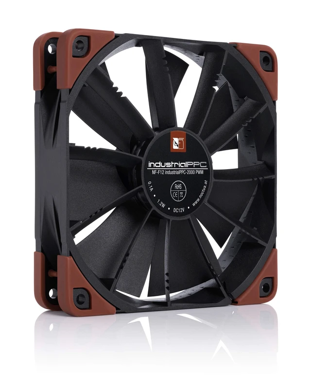 Alt view image 2 of 7 - Noctua NF-F12 iPPC-2000 PWM, Heavy Duty Fan, 4-Pin, 2000 RPM (120mm, Black) | Industrial Fan, High Air Flow Rate 25mm Thickness, for Demanding Applications, 2000rpm, 4 Pin PWM