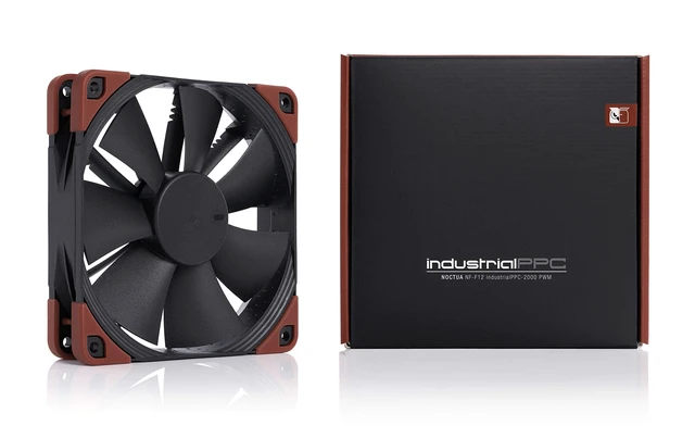 Alt view image 5 of 7 - Noctua NF-F12 iPPC-2000 PWM, Heavy Duty Fan, 4-Pin, 2000 RPM (120mm, Black) | Industrial Fan, High Air Flow Rate 25mm Thickness, for Demanding Applications, 2000rpm, 4 Pin PWM