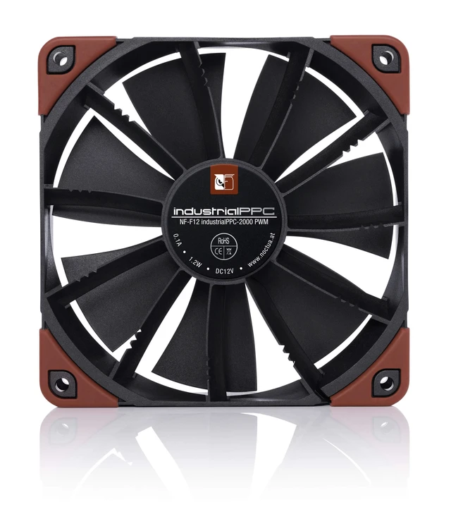 Alt view image 4 of 7 - Noctua NF-F12 iPPC-2000 PWM, Heavy Duty Fan, 4-Pin, 2000 RPM (120mm, Black) | Industrial Fan, High Air Flow Rate 25mm Thickness, for Demanding Applications, 2000rpm, 4 Pin PWM