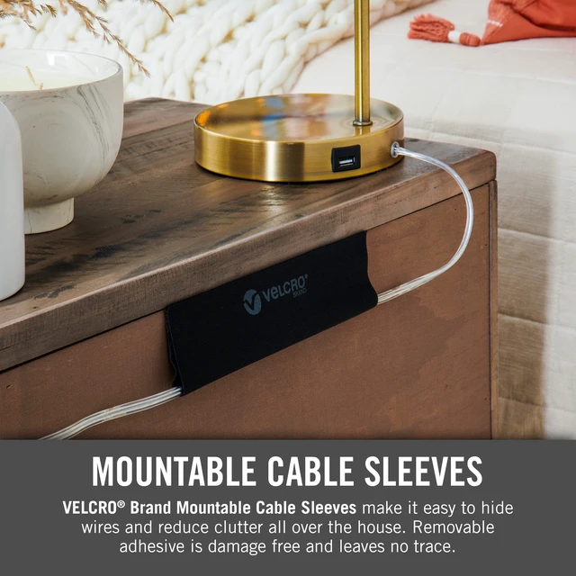 Alt view image 4 of 7 - Mountable Cable Sleeve, Black, 3 Ft Cable Raceway Customizable Cable Raceway Cuts To Length For Wire Management; Removable Adhesive Cord Hider Mounts On Walls And Desks