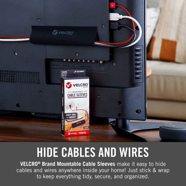 Alt view image 6 of 7 - Mountable Cable Sleeve, Black, 3 Ft Cable Raceway Customizable Cable Raceway Cuts To Length For Wire Management; Removable Adhesive Cord Hider Mounts On Walls And Desks