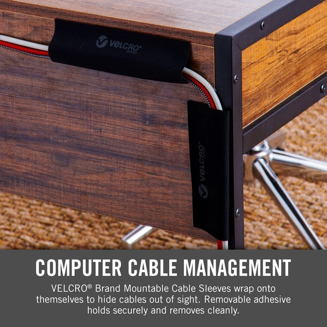 Alt view image 7 of 7 - Mountable Cable Sleeve, Black, 3 Ft Cable Raceway Customizable Cable Raceway Cuts To Length For Wire Management; Removable Adhesive Cord Hider Mounts On Walls And Desks