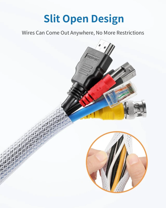 Alt view image 2 of 7 - 30ft - 1/2 inch Cord Protectors from Pets no Chew, White Split Cable Management Sleeves, Wire Loom Tubing for TV USB Cord Protector, Cord Covers for Pets Bite-Resistant