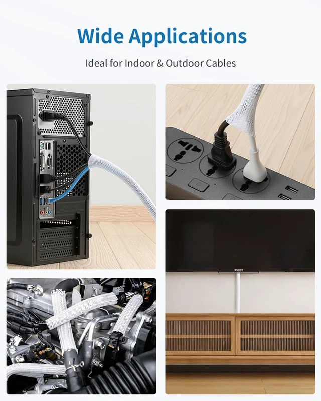 Alt view image 6 of 7 - 30ft - 1/2 inch Cord Protectors from Pets no Chew, White Split Cable Management Sleeves, Wire Loom Tubing for TV USB Cord Protector, Cord Covers for Pets Bite-Resistant