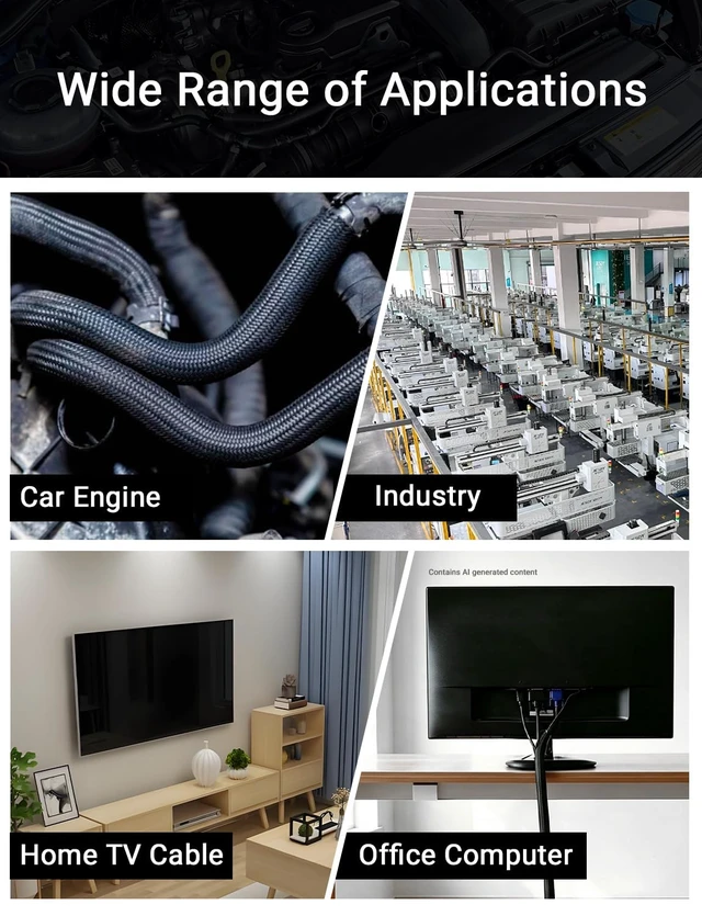 Alt view image 7 of 7 - Cable Management Sleeve,25ft 1/2in Cord Protectors from Pets No Chew Braided Wire Loom Automotive, Split Loom Tubing, Mesh Cable Sleeve for USB Cable Power Cord Audio Cable Cord Organizer