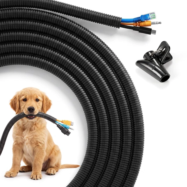 Main image of 25ft - 1/2 inch Wire Loom Tubing, Split Cable Sleeves Black Wire Loom Automotive with Installation Tool, Flame Retardant Cord Protectors from Pets no Chew