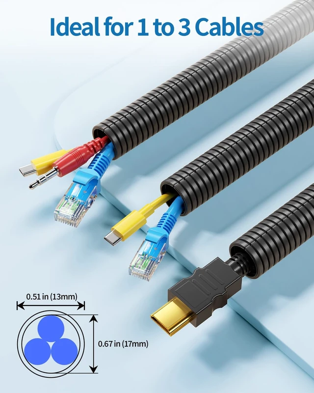 Alt view image 4 of 7 - 50ft - 1/2 inch Wire Loom Tubing, Split Cable Sleeves Black Wire Loom Automotive with Installation Tool, Flame Retardant Cord Protectors from Pets no Chew