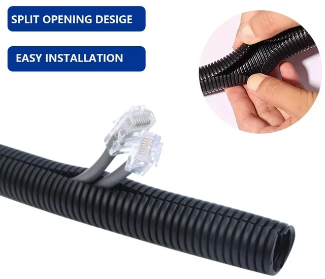 Alt view image 2 of 7 - 10 FT 1inch Split Wire Loom Tubing Wire Conduit,Flexible Wire Covers Cord Protectors,Cord Protectors from Pets,Black (1"-10ft)