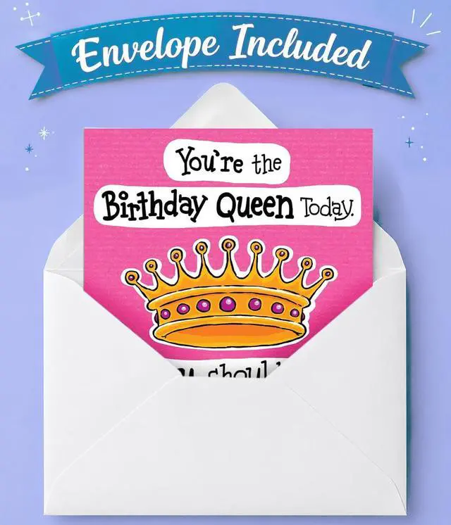 Alt view image 4 of 5 - Funny Birthday Card for Women, Her & Friends! Hilarious Birthday Queen Joke | Funny Message Inside, Professionally Printed, 5 x 7 Premium Cardstock, Envelope Included, Protective Sleeve