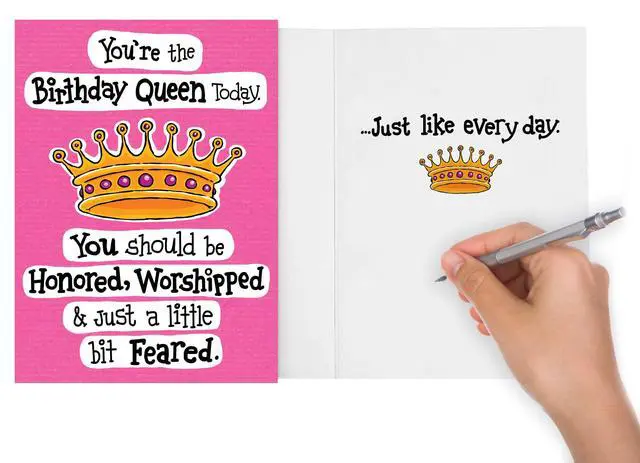 Alt view image 3 of 5 - Funny Birthday Card for Women, Her & Friends! Hilarious Birthday Queen Joke | Funny Message Inside, Professionally Printed, 5 x 7 Premium Cardstock, Envelope Included, Protective Sleeve