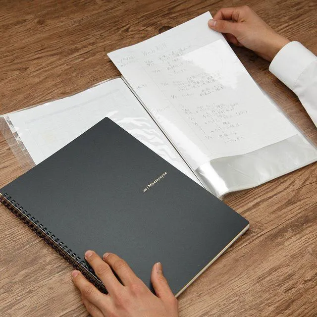 Alt view image 2 of 7 - Mnemosyne Spiral Notebook, 140 Pages, A4 8.27"x11.69", 5mm Dot Grid | Professional Black Cover, Dotted Paper, Twin-Wire Bound To Lay Flat, Perforated Pages, For School & Office, Made in Japan
