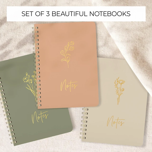 Alt view image 4 of 7 - Aesthetic Spiral Notebook Set of 3 For Women - Cute College Ruled Journals | 8x6 Journal Notebook with Large Pockets and Lined Pages - Perfect Supplies to Stay Organized at Work or School