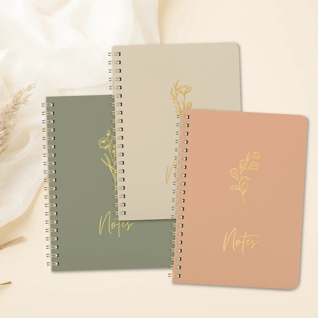 Alt view image 6 of 7 - Aesthetic Spiral Notebook Set of 3 For Women - Cute College Ruled Journals | 8x6 Journal Notebook with Large Pockets and Lined Pages - Perfect Supplies to Stay Organized at Work or School
