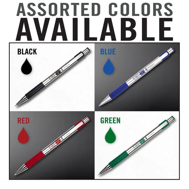 Alt view image 2 of 7 - STEEL F-301 Ballpoint Pen, Black, Blue, Red, Green, 0.7mm, 4-Pack | Stainless Steel Barrel, Non-Slip Grip, Easy-Glide Ink, Fine Point, Professional Design, Ideal for Journals & Planners (27174)