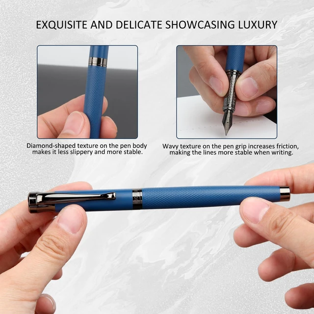 Alt view image 2 of 7 - Luxury Fountain Pen Set,Ink Pen for Smooth Writing,Medium Nib,Includes 10 Ink Cartridges&Ink Converter,Best Pen Gift Case for Men & Women,fancy,calligraphy,Executive,Office pen-Blue