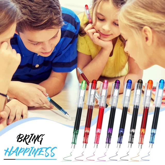 Alt view image 6 of 7 - 16 Pieces Disposable Fountain Pens Multicolor Set Colored Ink Writing Fountain Pens Assorted Color Extra Fine Point Nib for Calligraphy Sketching, Holiday Gifts Office School Supplies