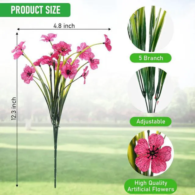 Alt view image 5 of 7 - 22 Pack Artificial Flowers for Outdoor Indoor Fake Plants(Multi-Colour) | Faux Silk Flowers for Outdoors Outside Front Porch Hanging Planter Window Box Garden Spring Decoration