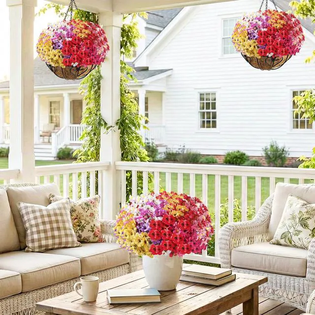 Alt view image 6 of 7 - 22 Pack Artificial Flowers for Outdoor Indoor Fake Plants(Multi-Colour) | Faux Silk Flowers for Outdoors Outside Front Porch Hanging Planter Window Box Garden Spring Decoration