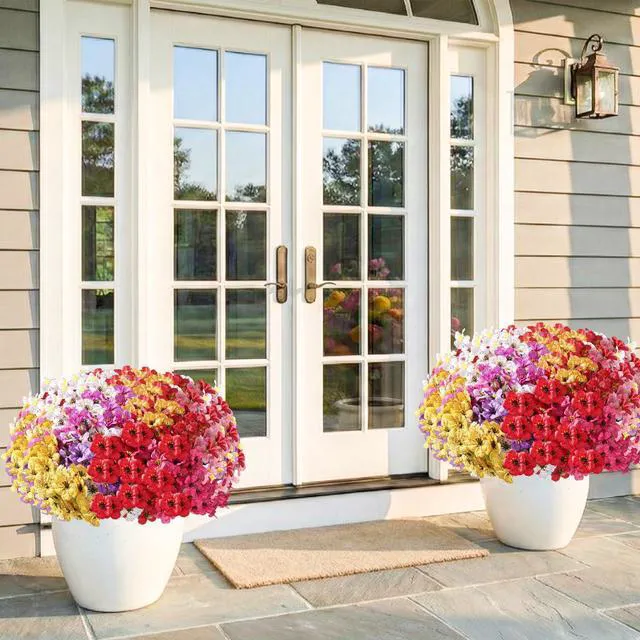 Alt view image 7 of 7 - 22 Pack Artificial Flowers for Outdoor Indoor Fake Plants(Multi-Colour) | Faux Silk Flowers for Outdoors Outside Front Porch Hanging Planter Window Box Garden Spring Decoration