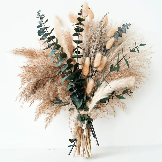 Main image of Green Pampas Grass Boho Bouquet Exquisite Lavender and Eucalyptus Dried Flower Arrangements for Western Boho Decor Rustic Flowers for Your Bohemian Home, Bedroom, and Wedding Table Décor